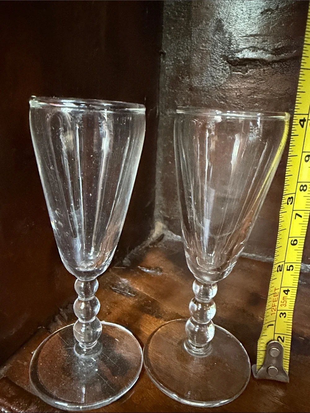 Vintage Pair of Cordial Clear Beehive Glasses